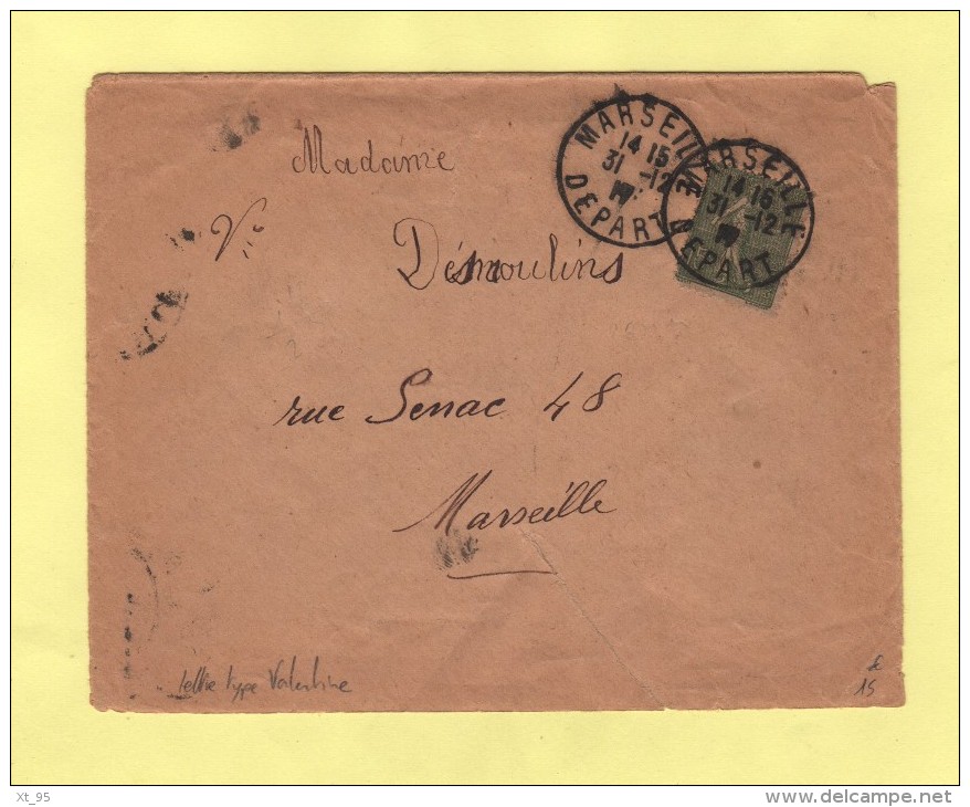 Lettre Type Valentine - Marseille - 31-12-1917 - WW II