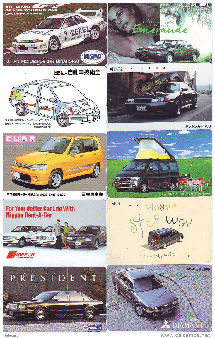 LOT De 10 Télécartes Japon * VOITURE * CAR  (LOT 1)  Japan Phonecards * AUTO * WAGEN TELEFONKARTEN - Auto's