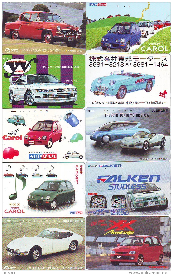 LOT De 10 Télécartes Japon * VOITURE * CAR  (LOT 18) Japan Phonecards * AUTO * WAGEN TELEFONKARTEN - Cars