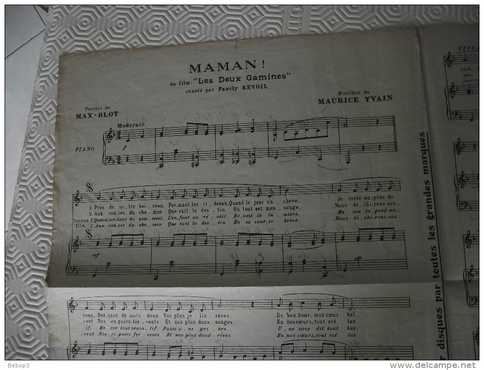 Partition : Maman ! Du Film Les Deux Gamines, éditions Joubert - Componisten Van Filmmuziek