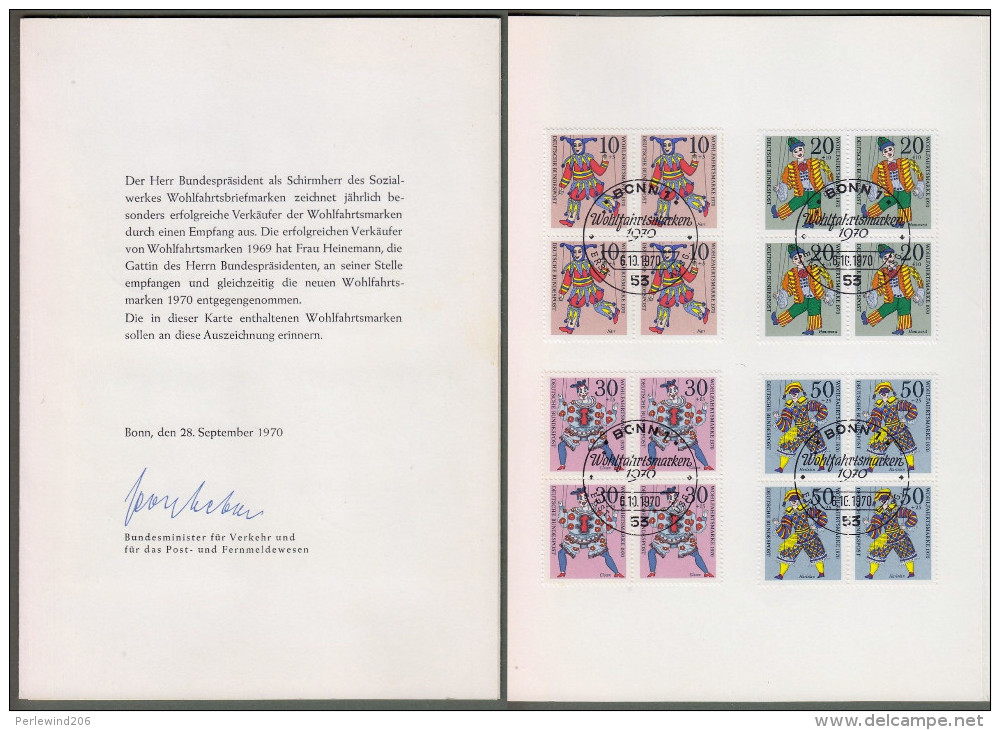 Bund: Minister Card, Ministerkarte Typ V,VB Bund U. Berlin, " Wohlfahrt U. Weihnachten 1970 - Marionetten " RR!!  X - Briefe U. Dokumente