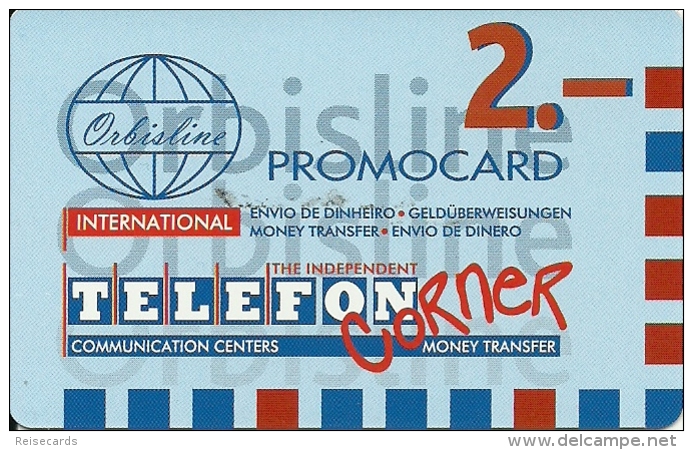 Prepaid: Orbisline, Logo Hellblau, Promocard Telefon Corner - Suiza
