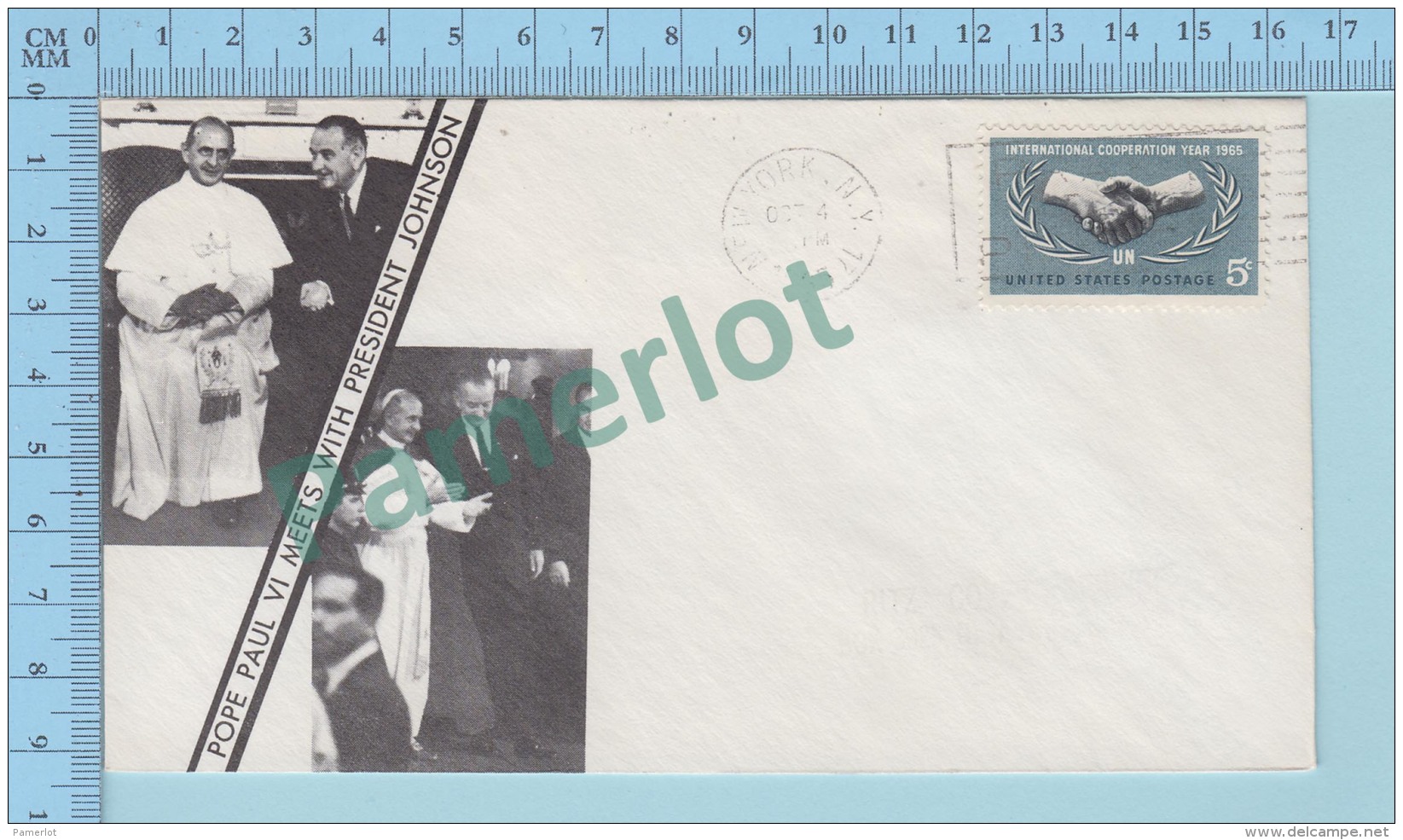 Illustrated Envelope  : Pope Paul VI Meets With President Johnson - Cover New York  N.Y. 1965 - Papes