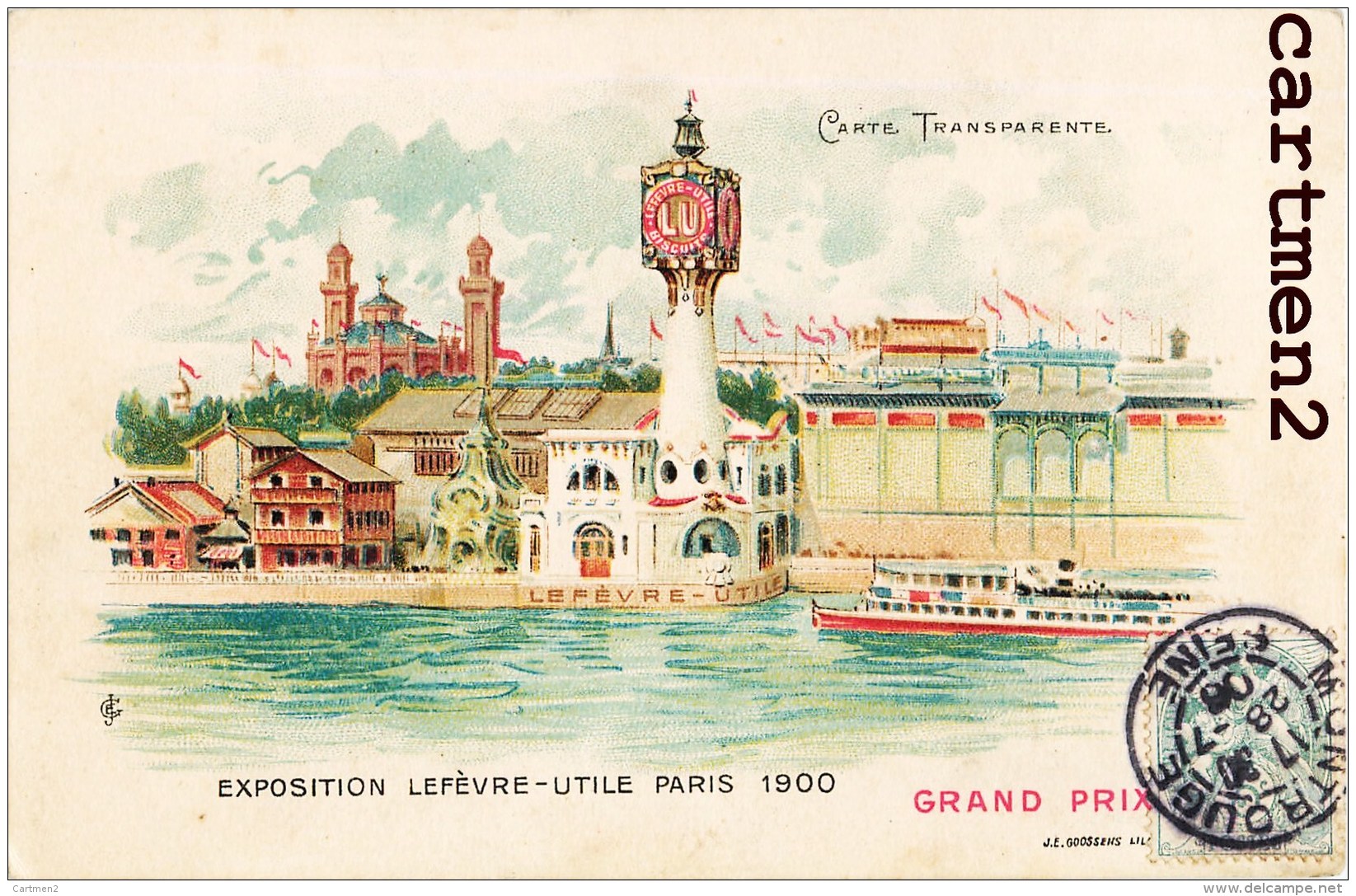 CARTE A SYSTEME CONTRE LA LUMIERE CARTE LUMINEUSE LEFEVRE-UTILE EXPOSITION PARIS 1900 PHARE 1900 HOLD-TO-LIGHT - Contre La Lumière