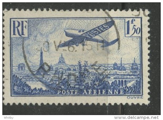 France 1936 1.50fr Plane Over Paris Issue #C9 - 1927-1959 Used