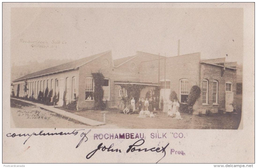 GREAT RPPC REAL PHOTO POSTCARD ROCHAMBEAU SILK CO ANDOVER NY 1906 - Autres & Non Classés