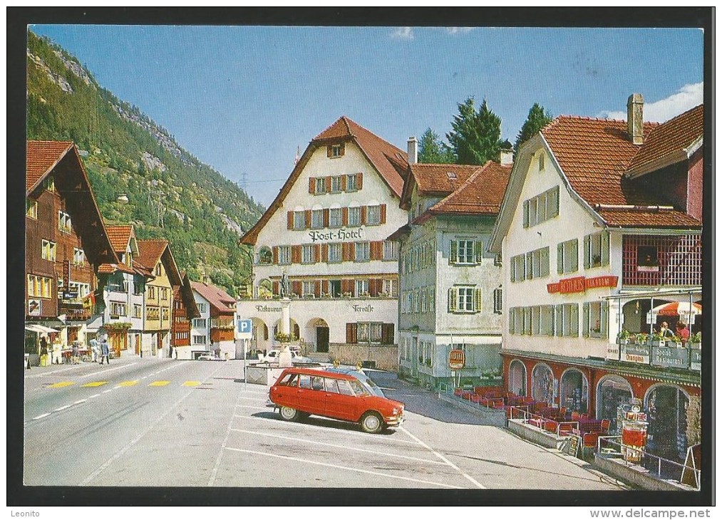 WASSEN UR Dorfplatz Post Hotel Rothus Oldtimer Citroen Ami Break Ca. 1970 - Wassen