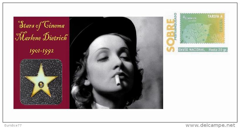 Spain 2013 - Stars Of The Cinema History - Marlene Dietrich Special Prepaid Cover - Cinema