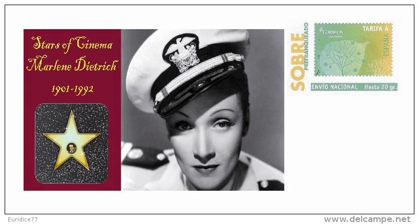 Spain 2013 - Stars Of The Cinema History - Marlene Dietrich Special Prepaid Cover - Cinema