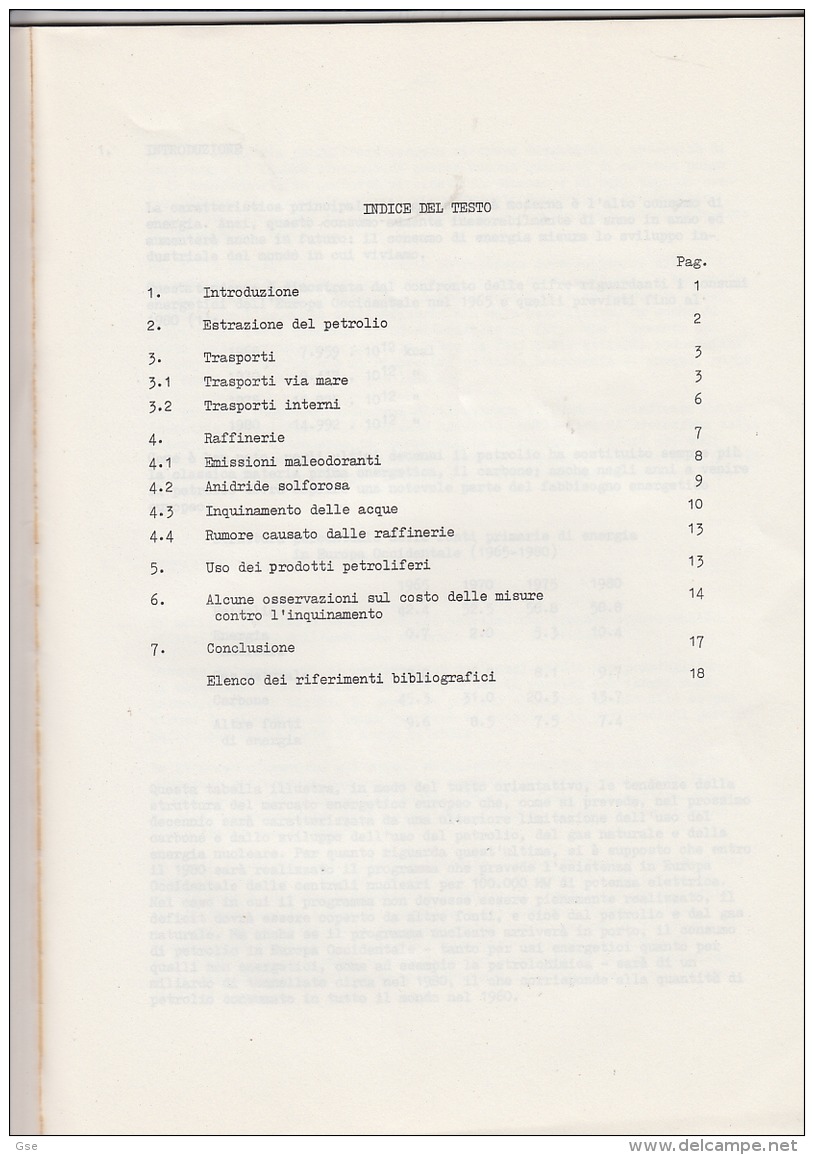 INDUSTRIA PETROLIFERA E L'AMBIENTE NATURALE - 1970 - Textes Scientifiques