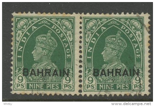 Bahrain 1938 9p King George VI Issue #22  CTO Pair - Bahrain (...-1965)