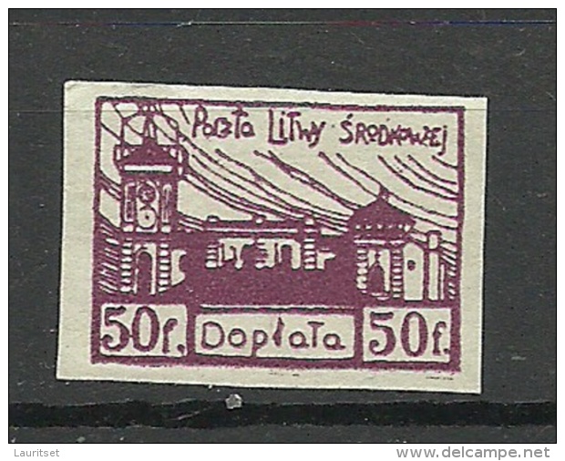 1921 Mittellitauen Central Lithuania Portomarken Postage Due Michel 1 B - Lituania