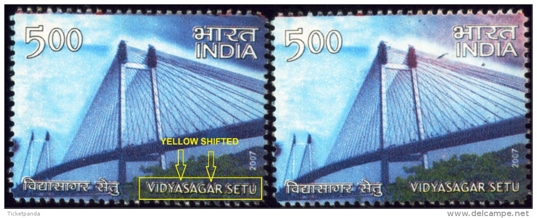 ERRORS-LANDMARK BRIDGES OF INDIA-BIG LOT-DIFFERENT COMBINATIONS-INDIA-2007-MNH-TP-37 - Errors, Freaks & Oddities (EFO)