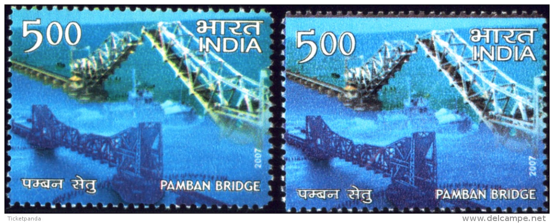 ERRORS-LANDMARK BRIDGES OF INDIA-BIG LOT-DIFFERENT COMBINATIONS-INDIA-2007-MNH-TP-37