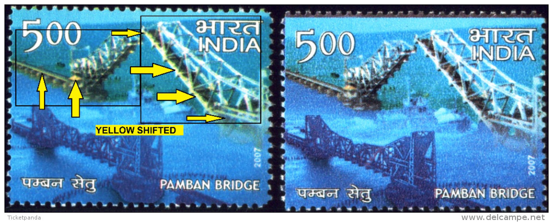 ERRORS-LANDMARK BRIDGES OF INDIA-BIG LOT-DIFFERENT COMBINATIONS-INDIA-2007-MNH-TP-37