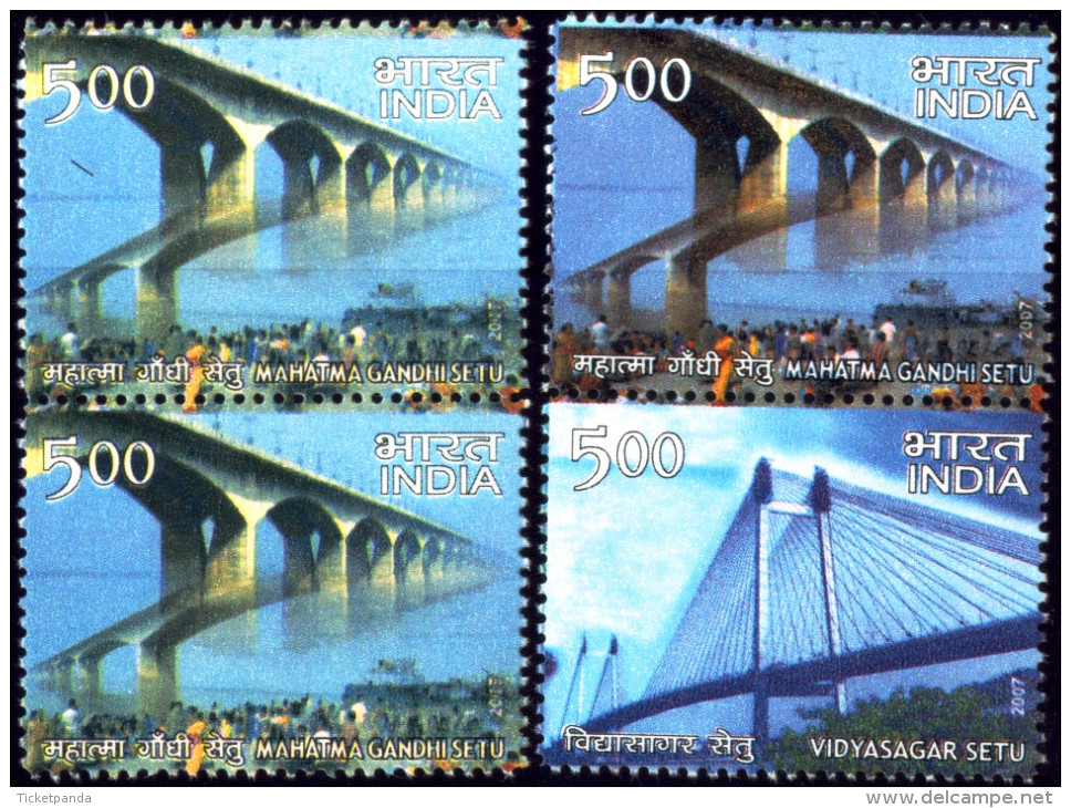 ERRORS-LANDMARK BRIDGES OF INDIA-BIG LOT-DIFFERENT COMBINATIONS-INDIA-2007-MNH-TP-37