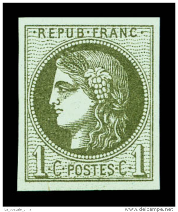 ** N°39A, 1c Olive Report 1, Fraîcheur Postale, SUP (certificat)    Qualité : ** - 1870 Uitgave Van Bordeaux