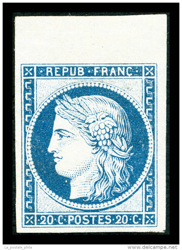 * N°37f, Granet, 20c Bleu, Bord De Feuille, Fraîcheur Postale, SUP (signé/certificat)   ... - 1870 Belagerung Von Paris
