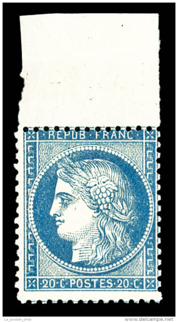 ** N°37, 20c Bleu, Bord De Feuille, SUP (signé Calves/Brun/certificat)    Qualité : ** - 1870 Siège De Paris