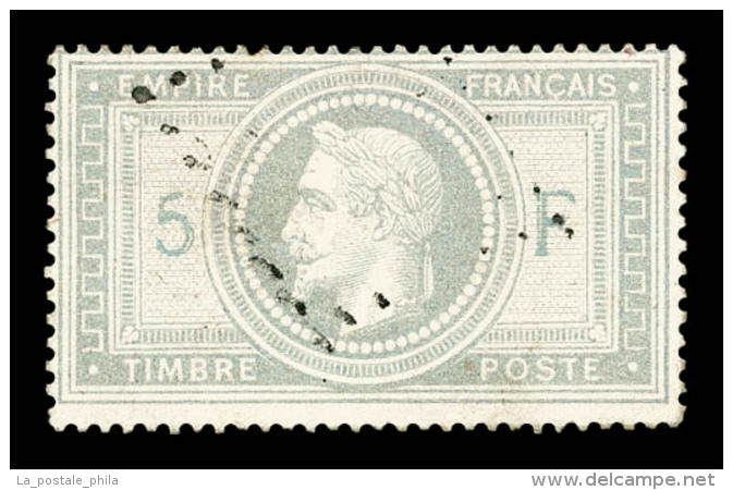 O N°33A, 5F Violet-gris Avec 5 Et F En Bleu, Obl Légère, TTB (signé Brun/certificat)   ... - 1863-1870 Napoléon III. Laure