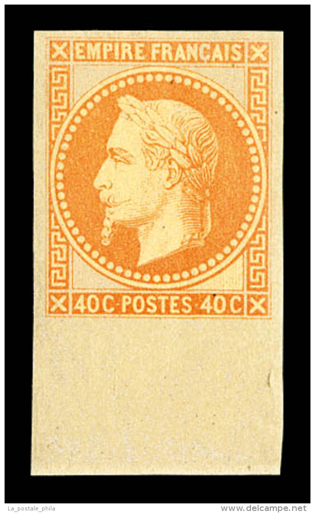 ** N°31c, 40c Orange, Impression De Rothschild Bas De Feuille, Fraîcheur Postale, SUP (certificat)   ... - 1863-1870 Napoléon III Lauré