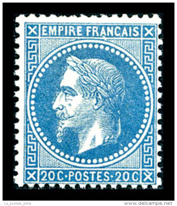 ** N°29B, 20c Bleu Type II, Fraîcheur Postale, SUP (certificat)    Qualité : ** - 1862 Napoléon III