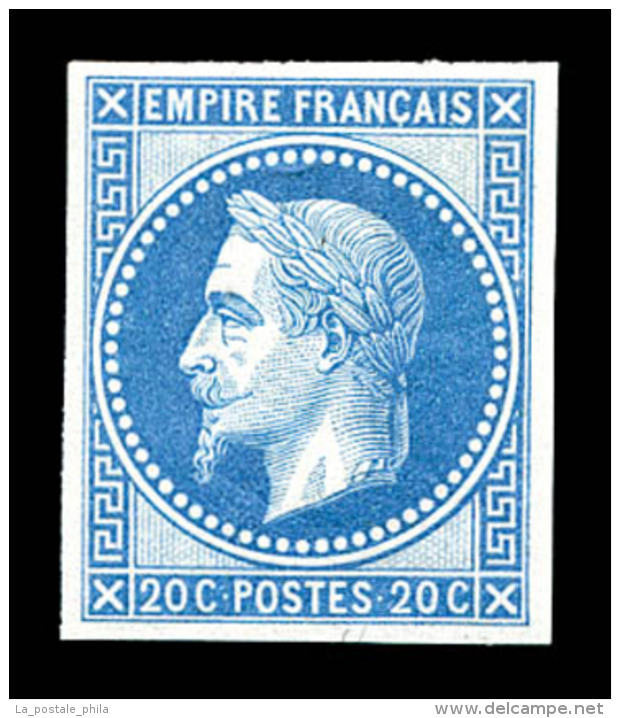 ** N°29Ab, 20c Bleu Non Dentelé, Impression De Rothschild, SUP (certificat)    Qualité : ** - 1862 Napoléon III.