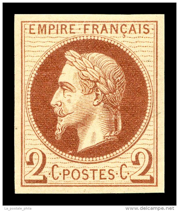 ** N°26Af, 2c Brun Non Dentelé, Impression De Rothschild, SUP (certificat)    Qualité : ** - 1862 Napoléon III