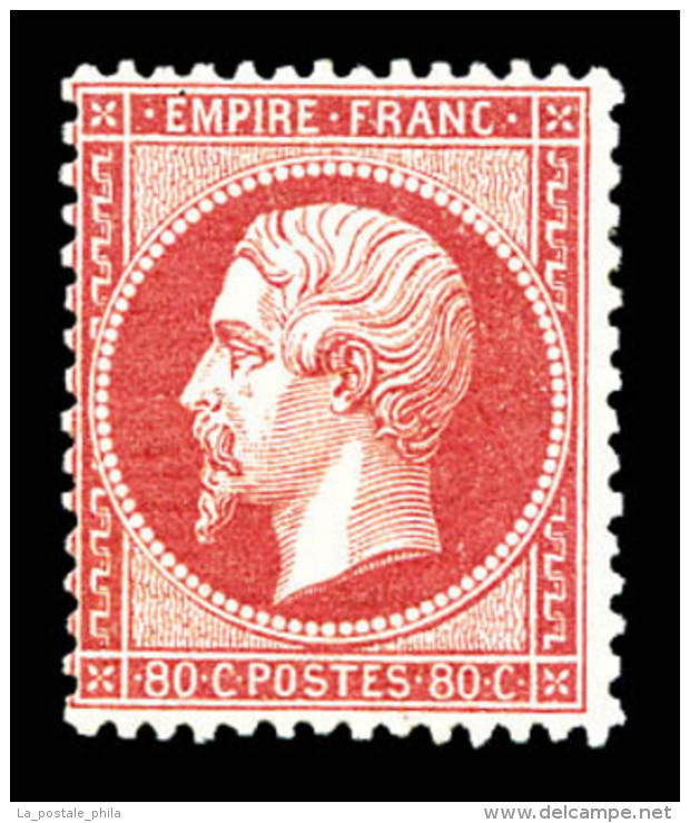 * N°24, 80c Rose, Très Frais, SUP (certificat)    Qualité : *    Cote : 2200 Euros - 1862 Napoléon III.