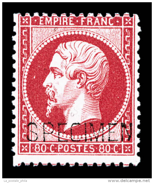 ** N°24, 80c Rose Surchargé 'SPECIMEN', Fraîcheur Postale (certificat)    Qualité : ** - 1862 Napoléon III.