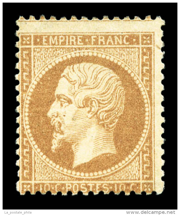 * N°21, 10c Bistre, Frais, TB (certificat)    Qualité : *    Cote : 2000 Euros - 1853-1860 Napoléon III