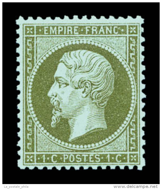 ** N°19, 1c Olive, Fraîcheur Postale, Bon Centrage, SUP (certificat)    Qualité : ** - 1862 Napoléon III.