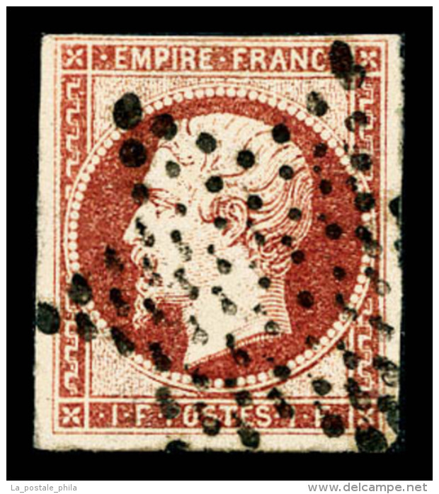 O N°18, 1F Carmin Obl étoile De Paris, TTB (signé Scheller/certificat)    Qualité : O   ... - 1853-1860 Napoléon III.