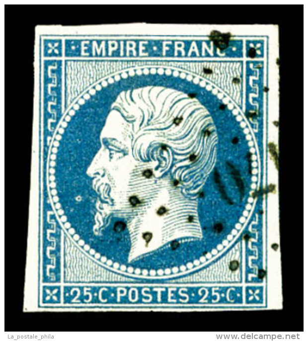 O N°15, 25c Bleu Obl PC, TB    Qualité : O    Cote : 285 Euros - 1853-1860 Napoléon III