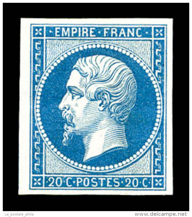 ** N°14B, 20c Bleu Type II, Fraîcheur Postale, SUP (certificat)    Qualité : ** - 1853-1860 Napoléon III