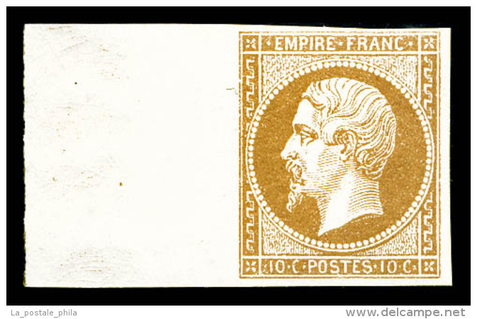 ** N°13B, 10c Brun-clair Type II, Bord De Feuille Latéral, Fraîcheur Postale, SUP (certificat)   ... - 1853-1860 Napoléon III.