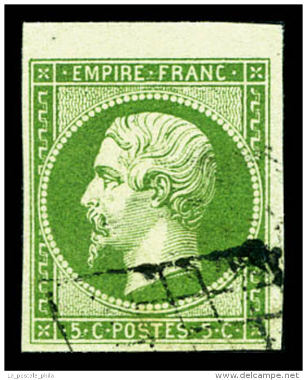 O N°12, 5c Vert Obl Grille, TB    Qualité : O    Cote : 280 Euros - 1853-1860 Napoléon III.