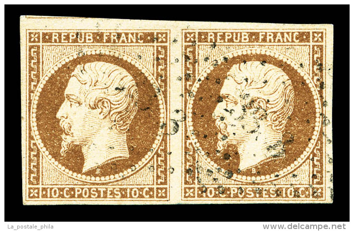 O N°9a, 10c Bistre-brun En Paire Horizontale, Jolie Couleur, SUP (signé/certificat)    Qualité :... - 1852 Louis-Napoléon