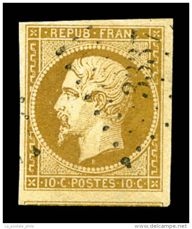 O N°9, 10c Bistre-jaune, Infimes Pelurages En Marge, TB (certificat)    Qualité : O - 1852 Louis-Napoléon