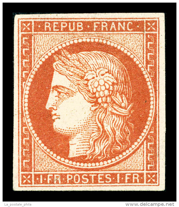 (*) N°7A, 1F Vermillon Pâle, Exceptionnellement Sans Aminci, SUPERBE (signé Brun/certificats)   ... - 1849-1850 Cérès
