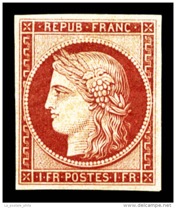 ** N°6f, 1F Carmin, Impression De 1862, Fraîcheur Postale, SUP (certificat)    Qualité : ** - 1849-1850 Cérès