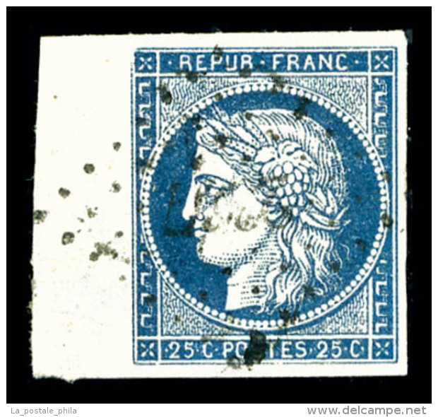 O N°4a, 25c Bleu-foncé Obl PC, Bord De Feuille, Pièce Choisie, SUP    Qualité : O - 1849-1850 Ceres