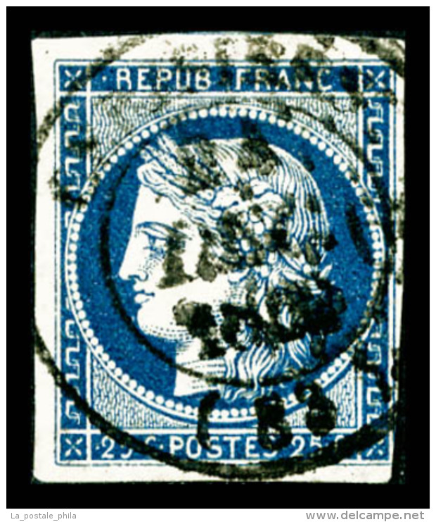 O N°4, 25c Bleu Oblitération Moyen Cachet à Date Type 14 Du 24 Decembre 1850, Petit Pelurage,... - 1849-1850 Ceres