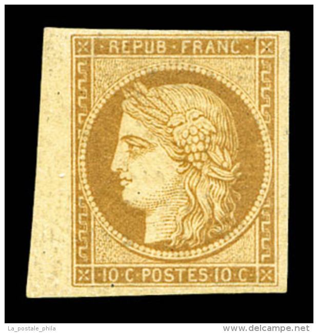 * N°1f, 10c Bistre Jaune, Impression De 1862 Bdf, TTB (signé Calves/certificat)    Qualité : *   ... - 1849-1850 Ceres