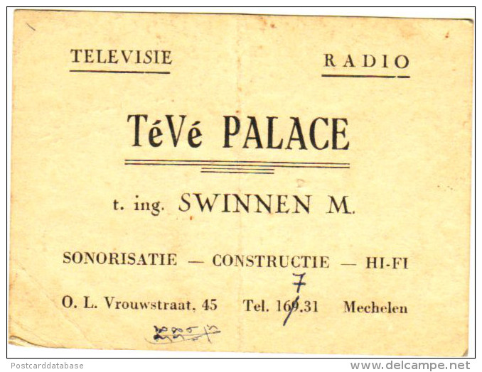Tévé Palace - Swinnen M. - Mechelen - Documenti Storici