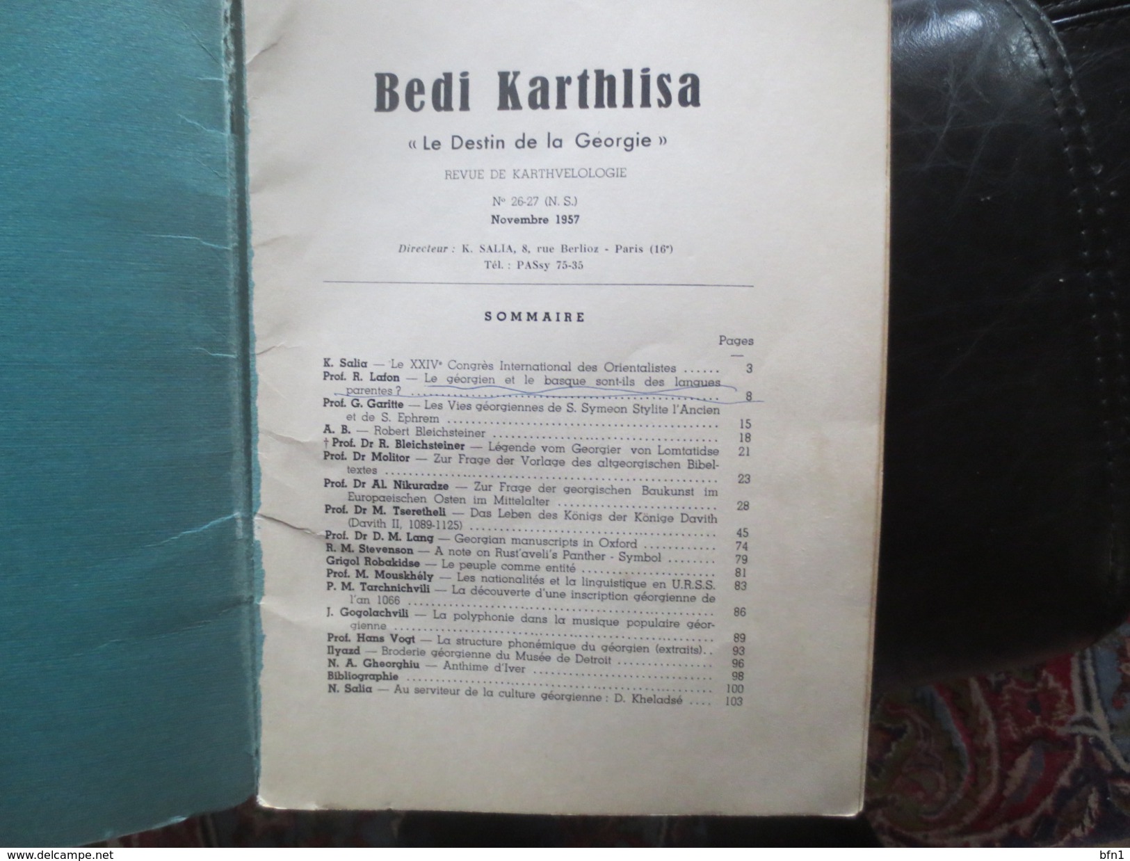 BEDI KARTHLISA - 1957- LE DESTIN DE LA GEORGIE - REVUE DE KARTHVELOLOGIE  -VOIR PHOTOS - Idiomas Eslavos