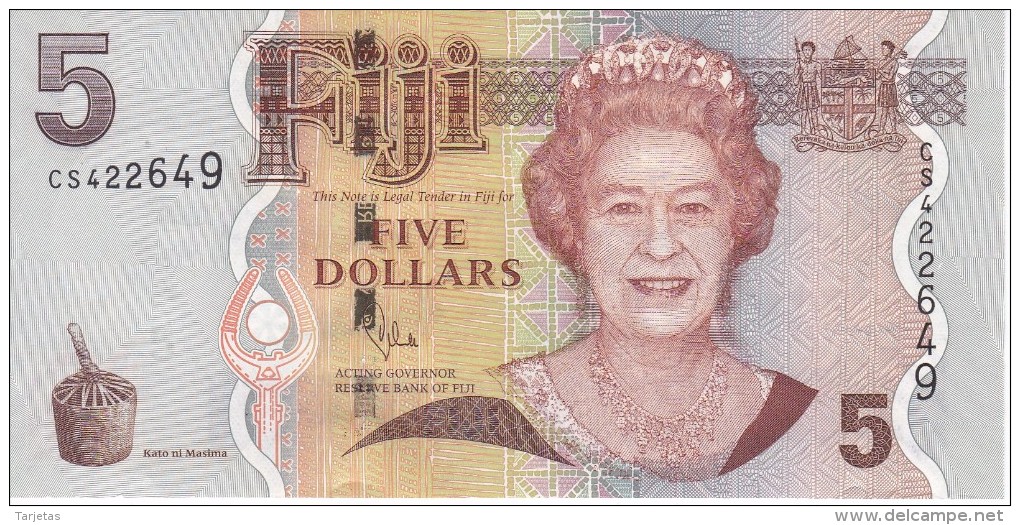 BILLETE DE FIJI DE 5 DOLLARS DEL AÑO 2007 SIN CIRCULAR-UNCIRCULATED  (BANKNOTE) IGUANA - Fiji