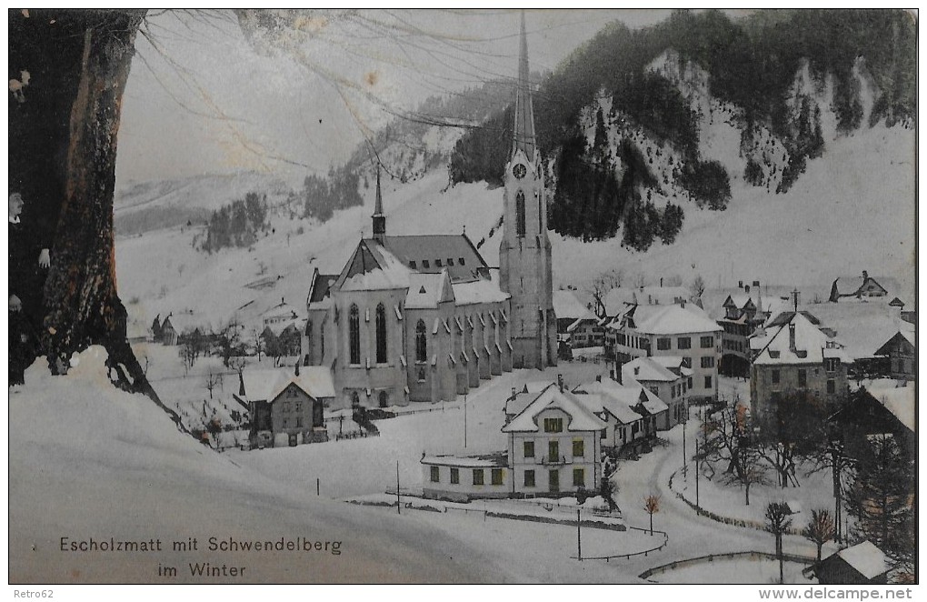 ESCHOLZMATT &#8594; Winteraufnahme Von Der Dorfpartie Bei Der Kirche 1912 - Escholzmatt