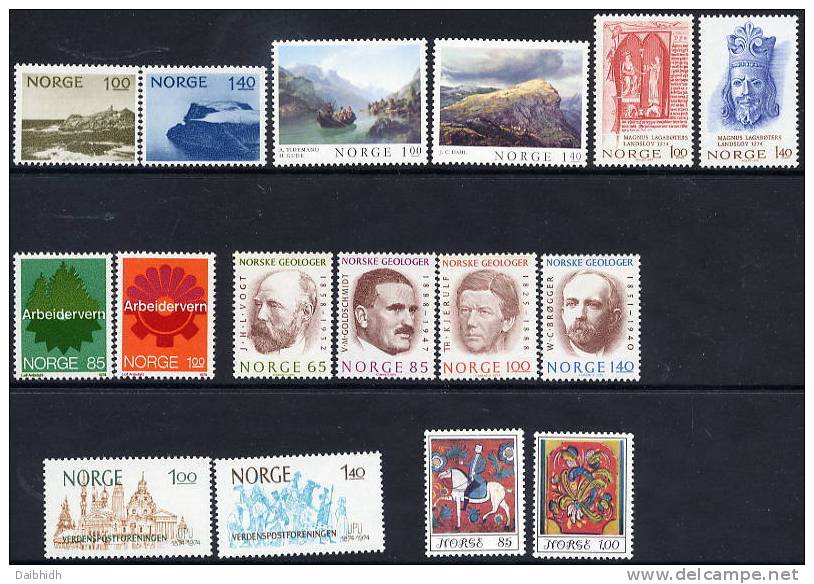 NORWAY 1974 Complete Commemorative Issues MNH / **.  Michel 679-94 - Ongebruikt