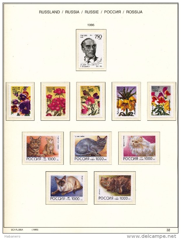 RUSSIA - 1996  COLLECTION OF STAMPS, BLOCKS & SHEETS ON 16 SCHAUBEK ALBUMSHEETS - MNH ** - Sammlungen